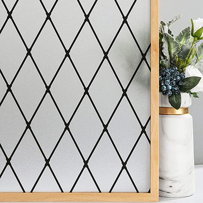 VELIMAX Frosted Black Lattice Window Film